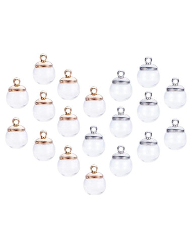 50 Mini Botellas de Vidrio 10mm PH PandaHall con Tapas de Latón