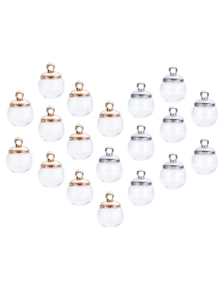 50 Mini Botellas de Vidrio 10mm PH PandaHall con Tapas de Latón