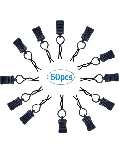 50 Clips de Carrocería RC HIQTRADEBYJJ 24mm Pestañas Negras