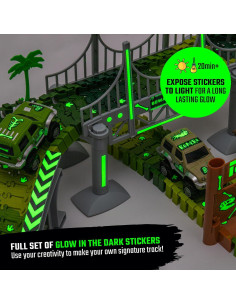 JITTERYGIT Pista de Carreras de Dinosaurios Brillante 144 Piezas 2