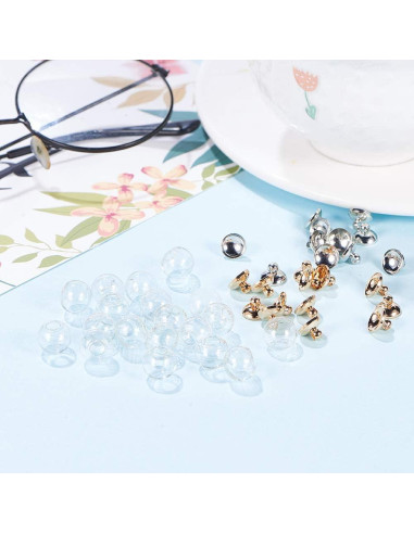 50 Mini Botellas de Vidrio 10mm PH PandaHall con Tapas de Latón