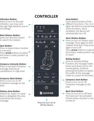 Silla Masajeadora COMFIER CF-2307A con Calor y Shiatsu
