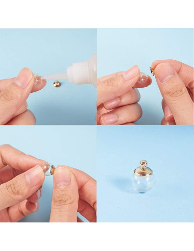 50 Mini Botellas de Vidrio 10mm PH PandaHall con Tapas de Latón