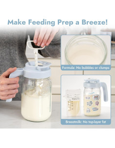 Jarra de vidrio Papablic para leche materna 0.91L con tapa 2