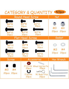 Kit de Tornillos RC 520 Piezas Metal Traxxas Axial Arrma 2
