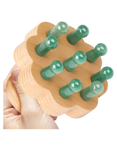 Masajeador de Cuero Cabelludo ideayard de Jade y Madera
