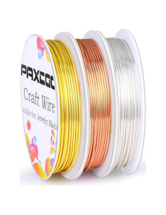 Paxcoo Alambre de Joyería 1 mm 3 Rollos Oro Plata Cobre