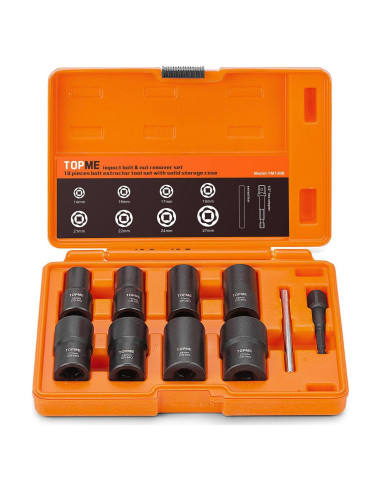 Juego de Extractores de Tuercas de Rueda TOPME 10 Piezas 1/2"