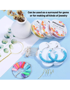 Paxcoo Alambre de Joyería 1 mm 3 Rollos Oro Plata Cobre 2