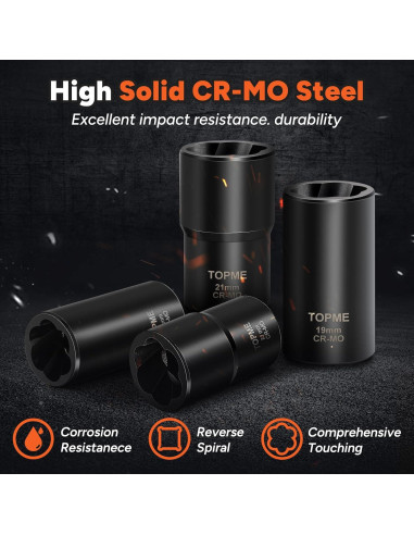 Juego de Extractores de Tuercas de Rueda TOPME 10 Piezas 1/2"