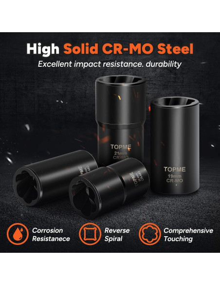 Juego de Extractores de Tuercas de Rueda TOPME 10 Piezas 1/2"