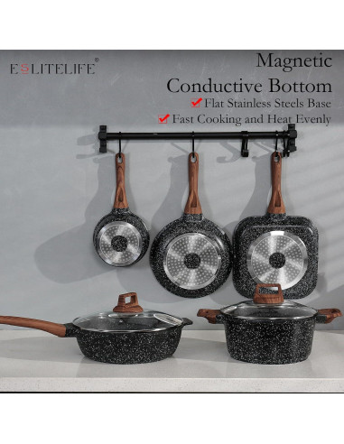 Juego de ollas y sartenes ESLITE LIFE 12 piezas antiadherente