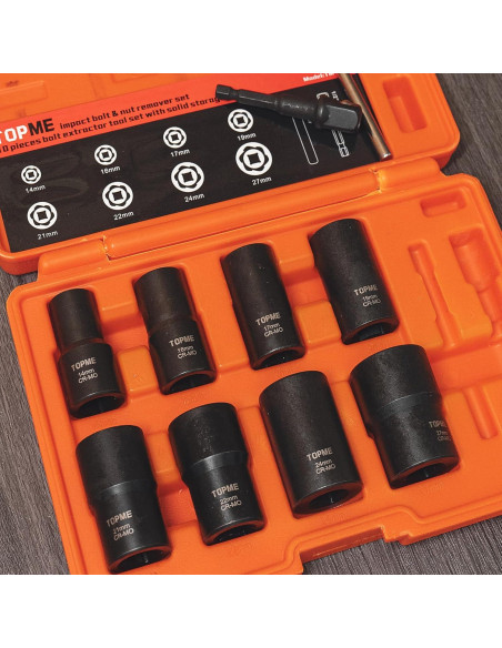 Juego de Extractores de Tuercas de Rueda TOPME 10 Piezas 1/2"