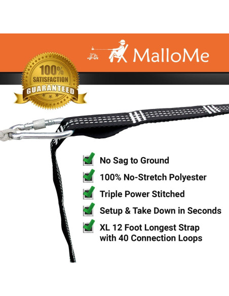 Cintas de Hamaca MalloMe XL - 2 Cintas 3,66 m 2000 kg