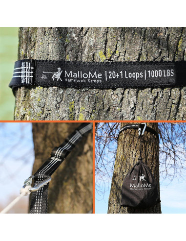 Cintas de Hamaca MalloMe XL - 2 Cintas 3,66 m 2000 kg