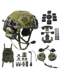Casco Táctico Airsoft Hdlsina HL-09 Verde con Auriculares