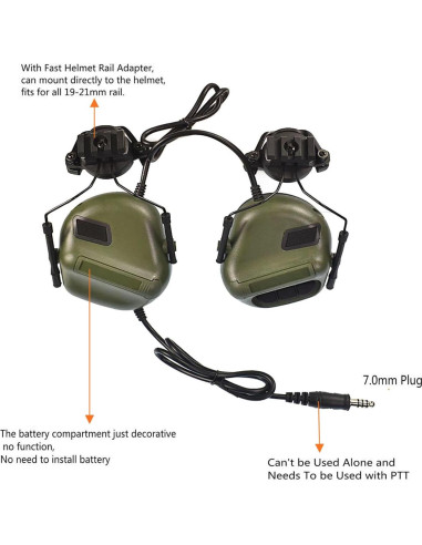 Casco Táctico Airsoft Hdlsina HL-09 Verde con Auriculares