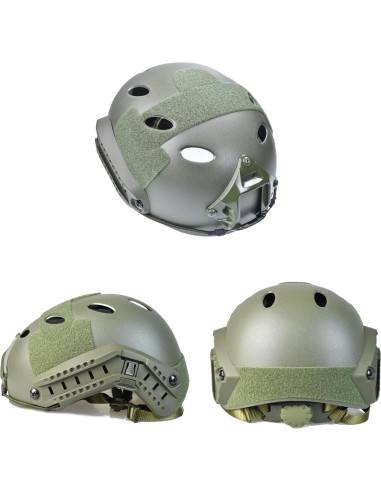Casco Táctico Airsoft Hdlsina HL-09 Verde con Auriculares