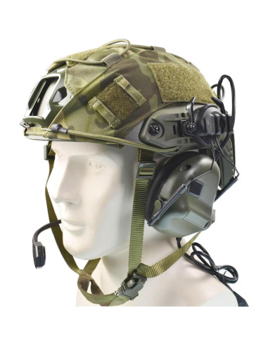 Casco Táctico Airsoft Hdlsina HL-09 Verde con Auriculares
