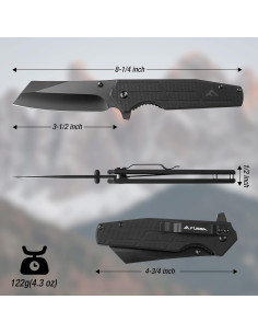 Cuchillo de bolsillo FLISSA táctico plegable 8.89 cm G10 2
