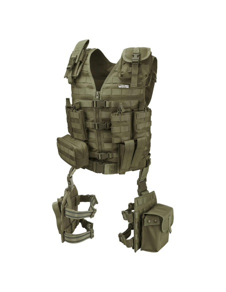 Chaleco Táctico BARSKA Verde Oliva Ajustable 11 Piezas