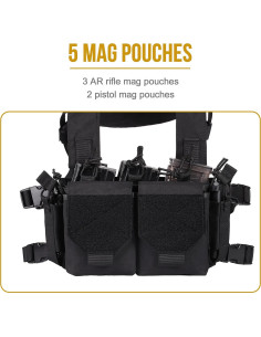 Chaleco Táctico VISMIX Ajustable Molle 5 Bolsillos Negro 2