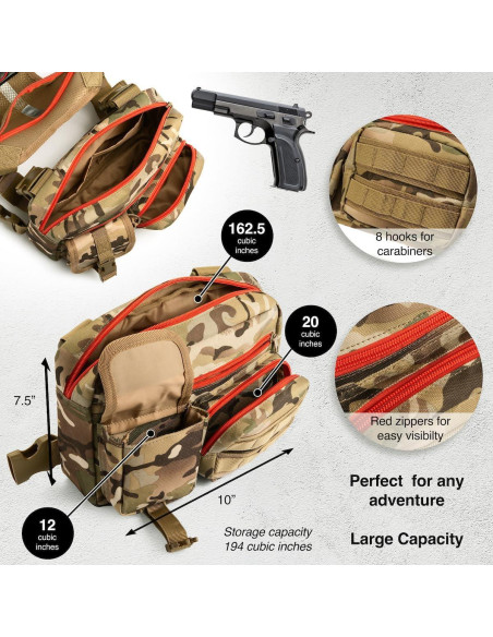 Arnés Táctico TheManlyHabitat para Hombres y Mujeres - 3 Compartimentos