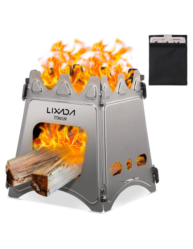 Estufa de Madera Lixada Plegable Titanio 290g Camping