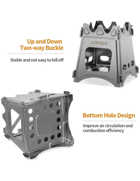 Estufa de Madera Lixada Plegable Titanio 290g Camping Estufa de Madera Lixada Plegable Titanio 290g Camping