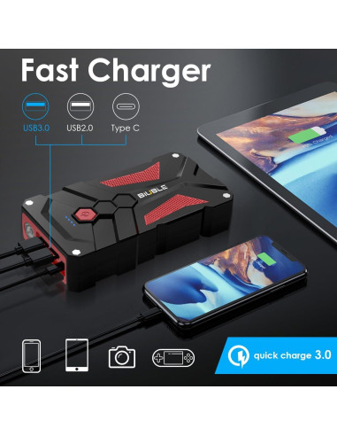 Arrancador de Coche BIUBLE JS001 4000A 12V con USB 3.0