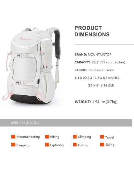 Mochila de Senderismo MOUNTAINTOP 28L Ligera para Mujeres Mochila de Senderismo MOUNTAINTOP 28L Ligera para Mujeres