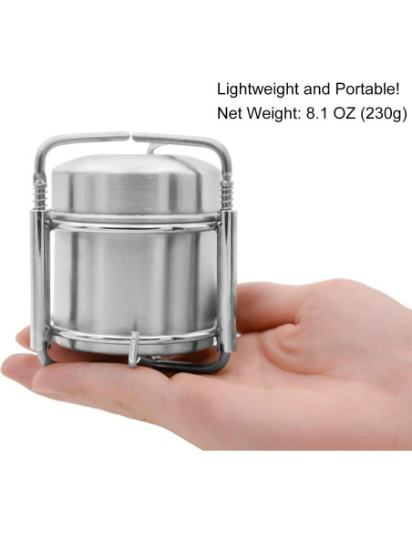 Estufa de Alcohol Famgee Mini Portátil de Acero Inoxidable