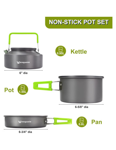 Juego de cocina para camping Wesqunie 20 piezas antiadherente