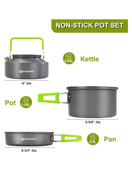 Juego de cocina para camping Wesqunie 20 piezas antiadherente