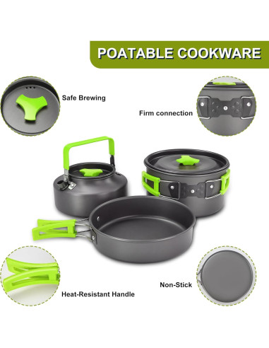Juego de cocina para camping Wesqunie 20 piezas antiadherente