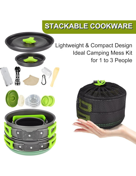 Juego de cocina para camping Wesqunie 20 piezas antiadherente