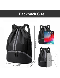 Mochila de Cuerda Hoedia - Bolsa Gimnasio 18L Impermeable 2