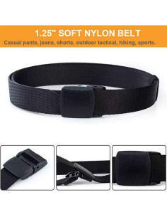 Paquete de 2 cinturones de nylon para hombres 3,18 cm ajustables 2