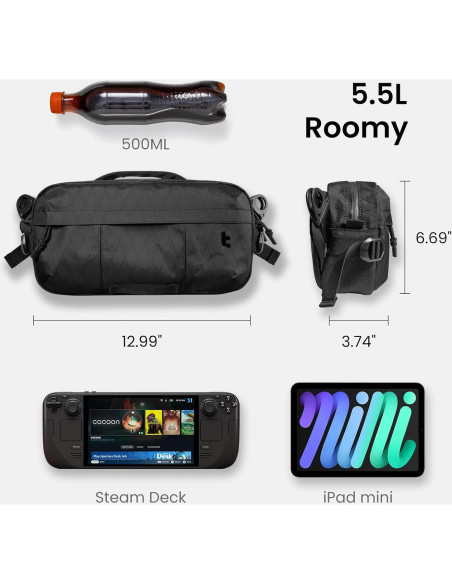 Bolsa Sling tomtoc T26s1d2 5.5L Resistente al Agua