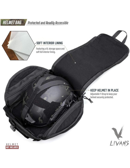 Bolsa de Casco Táctico LIVANS 6L Acolchada y Molle