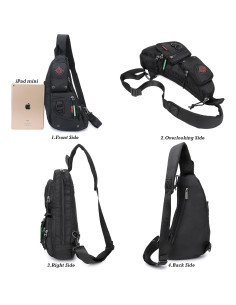 Mochila Sling NICGID Negra para Hombres y Mujeres 40 cm 2