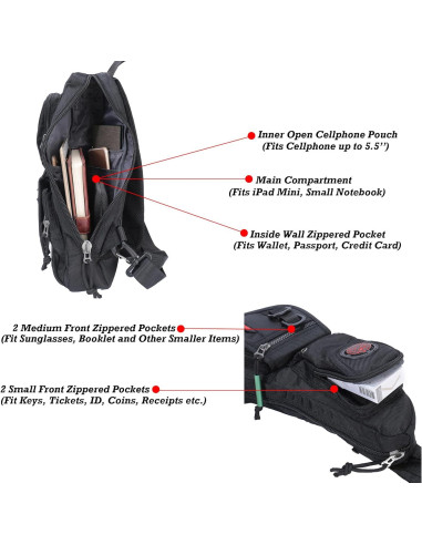 Mochila Sling NICGID Negra para Hombres y Mujeres 40 cm