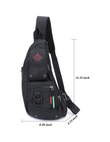 Mochila Sling NICGID Negra para Hombres y Mujeres 40 cm