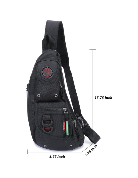 Mochila Sling NICGID Negra para Hombres y Mujeres 40 cm