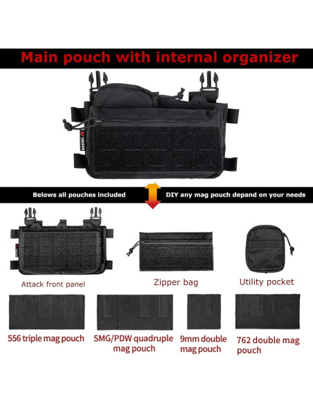 Chaleco Táctico YAKEDA Mini Rig Modular Nylon 1000D