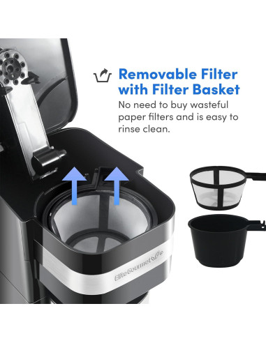 Cafetera Personal Elite Gourmet EHC113 414ml Negra Compacta