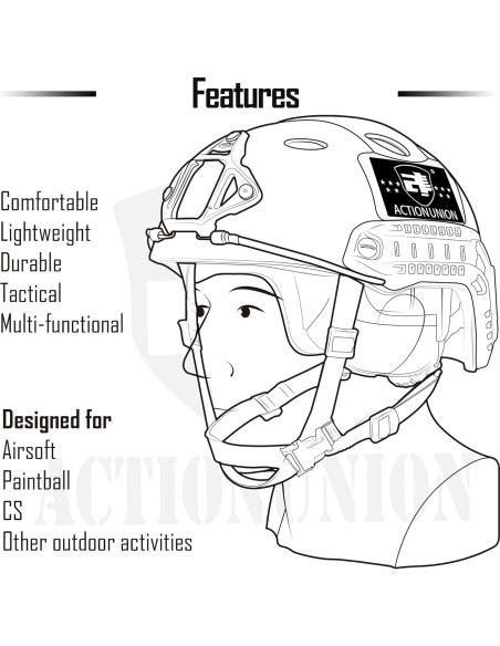 Casco Táctico ACTIONUNION PJ para Airsoft y Paintball