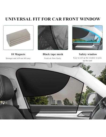 Cortinas para Ventanas de Coche MUQIDA 2PCS Doble Capa UV