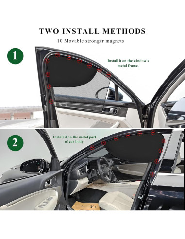 Cortinas para Ventanas de Coche MUQIDA 2PCS Doble Capa UV