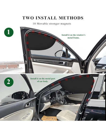 Cortinas para Ventanas de Coche MUQIDA 2PCS Doble Capa UV